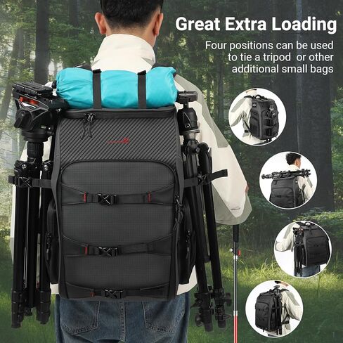 Camera Backpack Professional Bag 40L DSLR/SLR Mirrorless Camera Birds Lens Case Photography Water-Resistant Cover Hardshell with Holder Tripod Holder 16" Laptop Black in Saudi Arabia