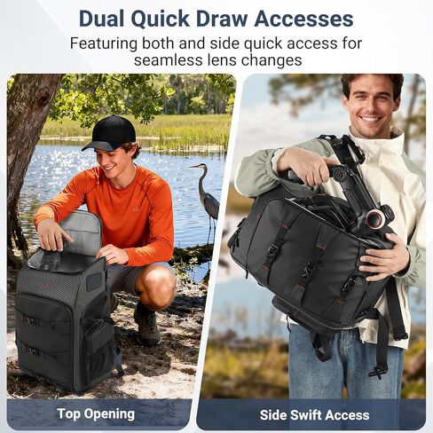 Camera Backpack Professional Bag 40L DSLR/SLR Mirrorless Camera Birds Lens Case Photography Water-Resistant Cover Hardshell with Holder Tripod Holder 16" Laptop Black in Saudi Arabia
