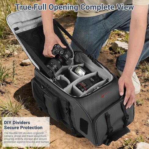 Camera Backpack Professional Bag 40L DSLR/SLR Mirrorless Camera Birds Lens Case Photography Water-Resistant Cover Hardshell with Holder Tripod Holder 16" Laptop Black in Saudi Arabia