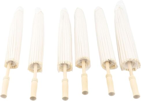 Generic 6Pcs Small White Paper Umbrellas, Chinese Japanese Parasol Oiled Paper Decorative with Bamboo Wood Frame, for Weddings Bridal Showers Crafts Photography Party Decor in Saudi Arabia