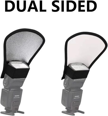 2PCS Double Sided Flash Reflector Diffuser White Silver Dual Color Elastic Strap Photography Lighting Adjustment Accessory Universal 7.87 x 7.28 x 4.33 Inches for Outdoor Photography in Saudi Arabia