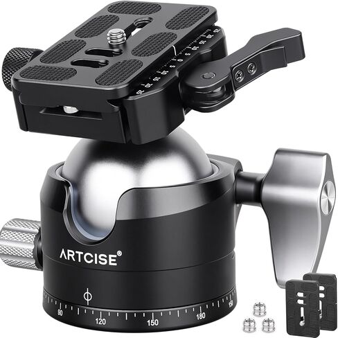 ARTCISE 56mm Low Profile Tripod Ball Head with Fast Lever Release Clamp Heavy Duty CNC Aluminum 360° Panorama Tripod Head Arca-Swiss Quick Release Plate for DSLR Camera Max Loading 88lbs/40kg in Saudi Arabia