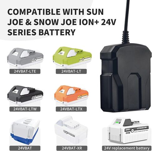 24VBAT شاحن سريع لـ Snow Joe & Sun Joe 24V بطارية ليثيوم أيون، 24VBAT-LTE 24VBAT-LT 24VBAT-XR iBAT24-LTE iBAT24-LT iBAT24-XR جميع موديلات بطاريات الأيون in Kuwait