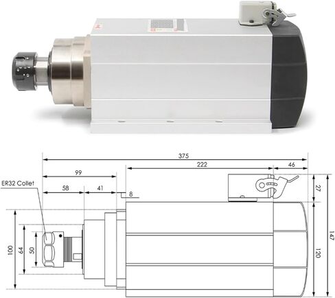 380v 220v 6.0KW ER32 air cooled spindle motor 300HZ 4 ceramic ball bearings with 7.5kw inverter frequency drive(380v) in Saudi Arabia