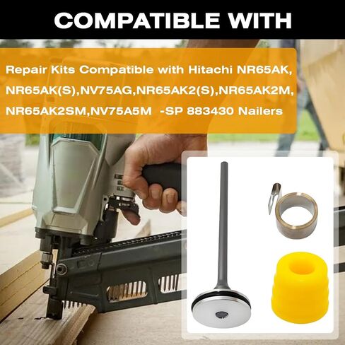 NR65AK Repair Kit 883-471 Aftermarket Piston Driver,883-440 Ribbon Spring,883-432 Piston Bumper Fit for Hitachi NR65AK NR65AK2 NR65AK(S) Nailers Parts in Saudi Arabia