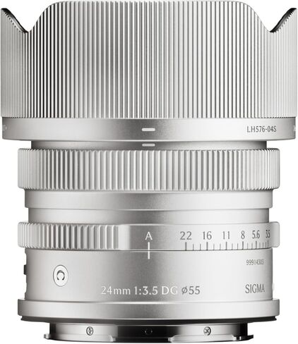 عدسة سيجما 24 ملم F3.5 DG معاصرة كاملة الإطار مع حلقة فتحة يدوية وغطاء عدسة مغناطيسي (فضي، حامل على شكل حرف L) in Kuwait