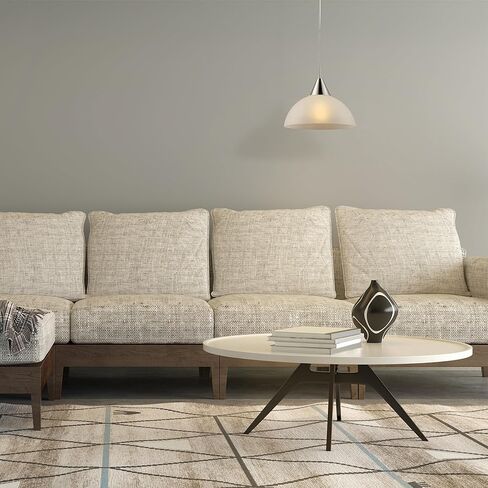 Globe Electric 64413 1-Light Plug-inمتدلية، فولاذ مصقول، ظل أبيض بلوري، سلك شفاف بطول 15 قدم، مفتاح تشغيل/إيقاف مدمج، مقبس قاعدة E26، جزيرة المطبخ، مقهى، ضوء معلق، لمبة غير متضمنة in Saudi Arabia