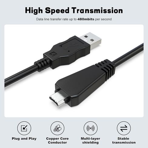 VMCMD3 Camera Cord USB Data & Charging Cable – Replacement for Sony Cyber-Shot DSC-HX7V, HX9V, HX100V, TX10/20/55/66/100, WX7/9/10/30, W350/360/380/390/560/570/580, H70, T99/T110 Digital Cameras-4.9FT in Saudi Arabia