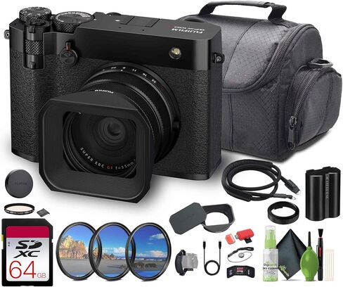 كاميرا FUJIFILM GFX100RF 102MP كبيرة الحجم بدون مرآة، نمط محدد المدى المدمج القوي، فيديو 4K/30p، تركيز تلقائي AI، عدسة F4 35 مم، مرشح ND مدمج، حزمة محاكاة فيلم 20 (أسود) in Saudi Arabia