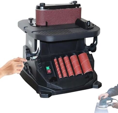 Vertical Oscillating Spindle Sander, 2 in 1 Woodworking Machine with 5 Sanding Sleeves, for Curves Contours Detailed Workpieces in Saudi Arabia