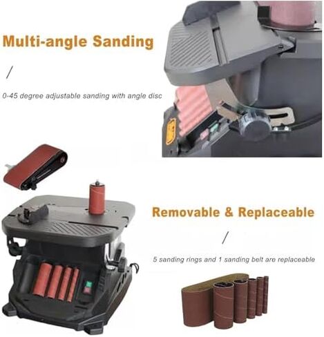 Vertical Oscillating Spindle Sander, 2 in 1 Woodworking Machine with 5 Sanding Sleeves, for Curves Contours Detailed Workpieces in Saudi Arabia