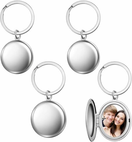 4 Pcs Silver Heart Locket Keychains for Women Stainless Steel Locket Key Chain That Hold Pictures Photo Keychain As Gifts in Saudi Arabia
