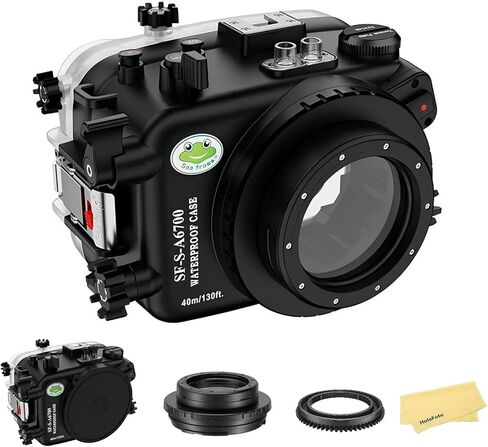 غطاء Searogs تحت الماء لهاتف Sony a6700 مع منفذ مسطح FL1650، [40M/130FT] جراب غطاء غوص مقاوم للماء لهاتف Sony ILCE-6700 مع عدسة EPZ 16-50 مم f3.5/5.6 0SS in Kuwait