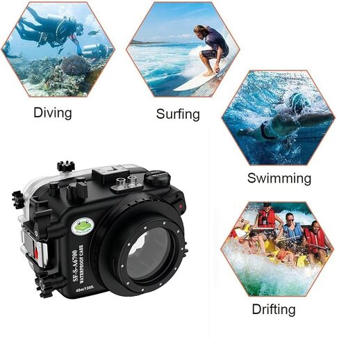 غطاء Searogs تحت الماء لهاتف Sony a6700 مع منفذ مسطح FL1650، [40M/130FT] جراب غطاء غوص مقاوم للماء لهاتف Sony ILCE-6700 مع عدسة EPZ 16-50 مم f3.5/5.6 0SS in Kuwait