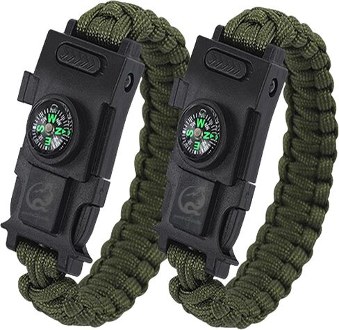 Paracord Survival Bracelet, Outdoor Emergency Wristband with Survival Whistle, Compass, Thermornter, Fire Starter, Life line, Fishing tools, Perfect for Camping, Hiking, Fishing in Saudi Arabia