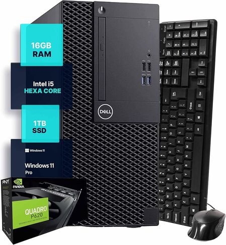 Dell Optiplex 3070 Tower -INTEL CORE I5 9th Gen Hexa -Core Processor ، 16GB DDR4 RAM ، وشاشة SSD 1 تيرابايت ، و CHADRO P620 2GB ، ولوحة المفاتيح السلكية والماوس ، و Windows 11 Pro ، 24 "شاشة (متجددة) in Saudi Arabia