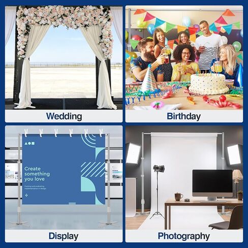 EMART خلفية الوقوف الثقيلة 10x10Ft، الأنابيب والستارة مجموعة التصوير الفوتوغرافي خلفية الصورة، إطار معدني قابل للتعديل مع قاعدة على شكل X لتزيين حفل زفاف عيد ميلاد in Saudi Arabia