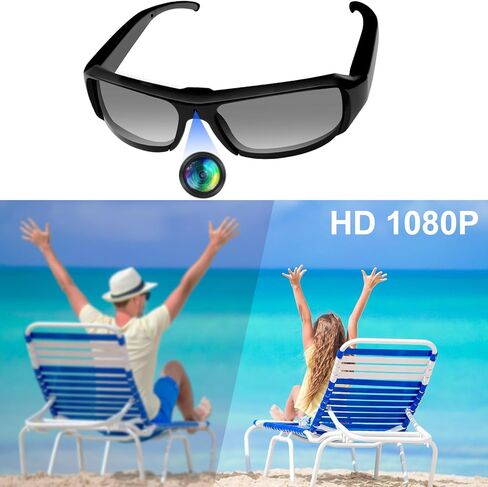 نظارات الكاميرا كاميرا العمل HD 1080P النظارات الذكية كاميرا فيديو يمكن ارتداؤها نظارات شمسية كاميرا رياضية مع بطاقة SD صغيرة 16 جيجابايت للقيادة وصيد الأسماك والمشي لمسافات طويلة/الأنشطة الخارجية in Kuwait
