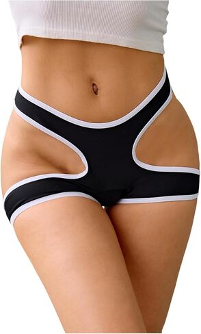 OYOANGLE Women's Color Block Cut Out Bikini Bottom High Cut Bathing Suit Bottoms Only Beachwear in Saudi Arabia