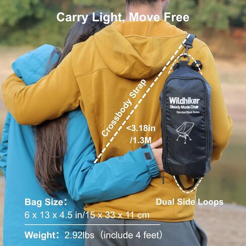 Wildhiker كراسي التخييم المحمولة خفيفة الوزن مع أقدام كبيرة لمكافحة الشاطئ ، المشي لمسافات طويلة ، دراجة نارية ، حقائب الظهر ، السفر ، المهرجان-الاستخدام على جميع التضاريس-أسود in Saudi Arabia