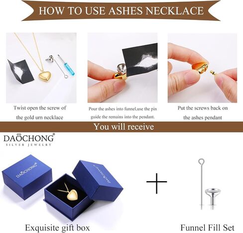 Daochong 925 Sterling Silver Cremation Jewelry Jewelry Crhements ern Sterlaces for Romy for Women Men Ashes Holder Memorial Memorial Human Human Necklace for Ashes of أحبائهم in Saudi Arabia