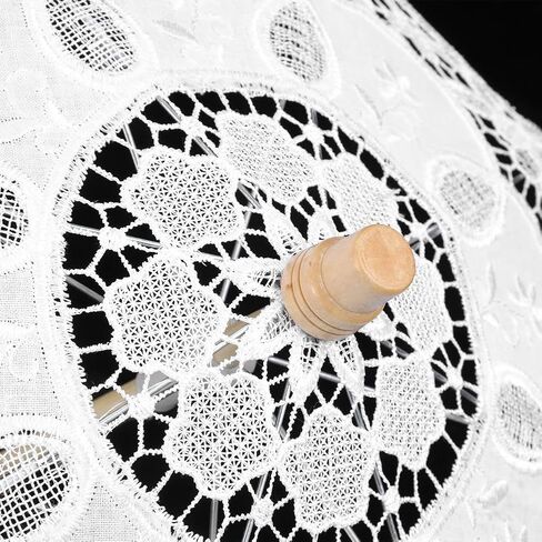 Rengue Handmade Lace Umbrella, Wooden Handle, Small Size, Beige, 10 X 11.4 Inches Handmade Lace Umbrella, Wedding Bridal Accessory, Nan Household Daily Necessities in Saudi Arabia