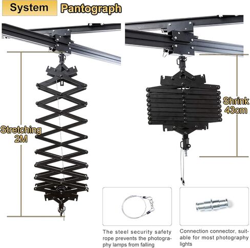 DATOUBOSS 158" x 158" Smallpox Rail Track Kit 4.0M Studio Photography Pantograph Ceiling Rail System 43-200CM Drop Pantograph Ceiling Stand System for Photo Video Studio Shooting (4.0M*4.0M-B) in Saudi Arabia