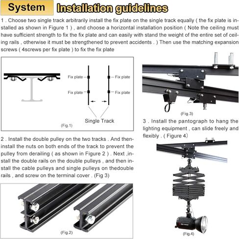 DATOUBOSS 158" x 158" Smallpox Rail Track Kit 4.0M Studio Photography Pantograph Ceiling Rail System 43-200CM Drop Pantograph Ceiling Stand System for Photo Video Studio Shooting (4.0M*4.0M-B) in Saudi Arabia