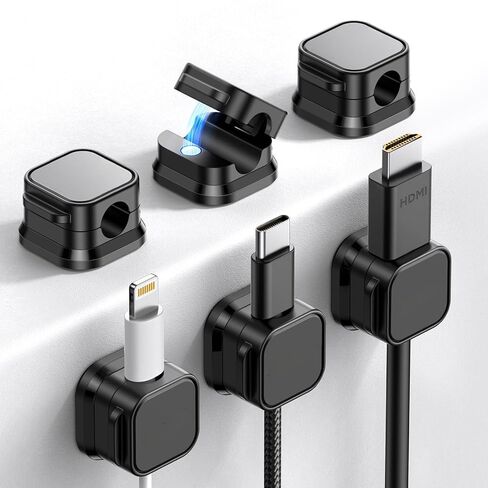 6 Pack Magnetic Cable Clips Cord Holder, Under Desk Cable Management, Adhesive Wire Holder Keeper Organizer for Home Office Desk Phone Car Wall Desktop Nightstand in Saudi Arabia