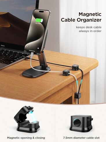 6 Pack Magnetic Cable Clips Cord Holder, Under Desk Cable Management, Adhesive Wire Holder Keeper Organizer for Home Office Desk Phone Car Wall Desktop Nightstand in Saudi Arabia