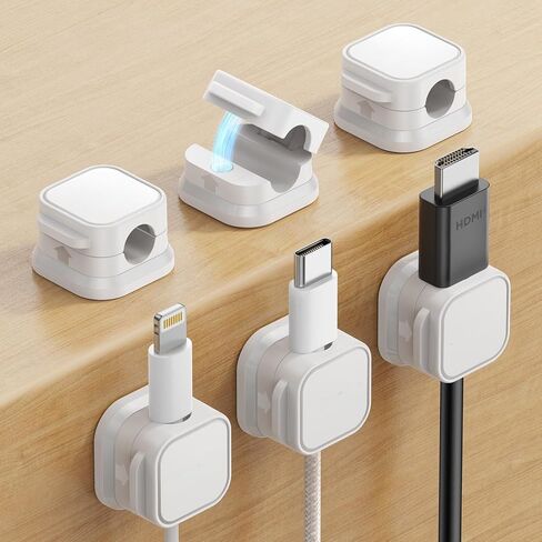 6 Pack Magnetic Cable Clips Cord Holder, Under Desk Cable Management, Adhesive Wire Holder Keeper Organizer for Home Office Desk Phone Car Wall Desktop Nightstand in Saudi Arabia