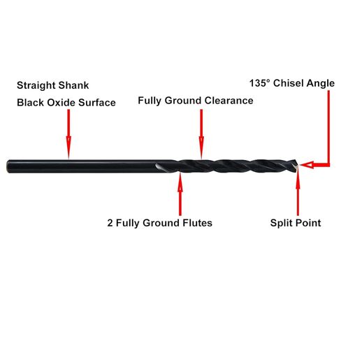 MAXTOOL 5/32 بوصة × 6 بوصة 10 قطع مثاقب تمديد متطابقة للطائرات 6 بوصة OAL HSS M2 لقم حفر عميقة طويلة جدًا ساق مستقيمة أرضية بالكامل؛ ACF02B06R10E10 in Kuwait