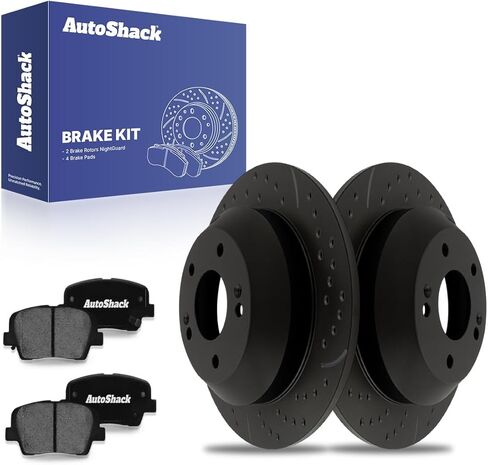 AutoShack Rear Brake Rotors Premium Ceramic Brake Pads | Replacement for 2011-2015 Kia Sorento 2010-2016 Hyundai Santa Fe 2013-2016 Santa Fe Sport 2014-2016 Santa Fe XL AWD FWD | 6-PC Brake Kit in Saudi Arabia