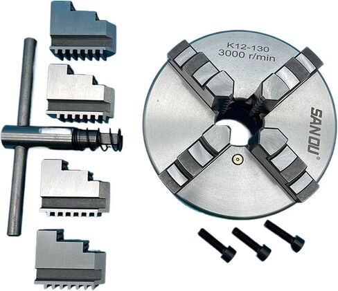 130mm Metal Lathe Chuck 4 Jaw Self-Centering Chuck K12-130 Manual Metal Lathe Chuck for Mini Metal Lathe WM210V in Saudi Arabia