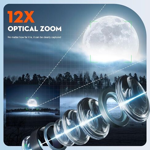 72MP&12X Optical Digital Cameras for Photography, 4K Video Camera, 720°Flip Screen, Vlogging Camera for YouTube with Flash, WiFi & HDMI Output, Autofocus, Anti-Shake,32GB SD Card(Black) in Kuwait