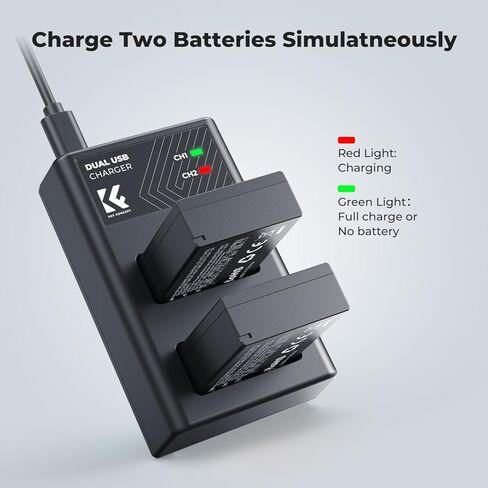 شاحن بطارية K&F CONCEPT LP-E17، شاحن USB-C LPE17 بفتحة مزدوجة متوافق مع كاميرات Canon R100، R50، R8، RP in Kuwait
