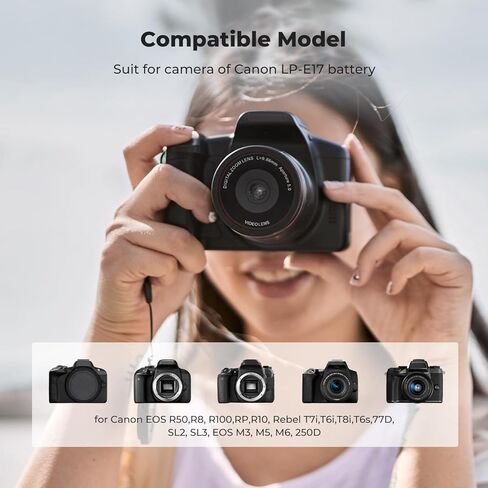 شاحن بطارية K&F CONCEPT LP-E17، شاحن USB-C LPE17 بفتحة مزدوجة متوافق مع كاميرات Canon R100، R50، R8، RP in Kuwait