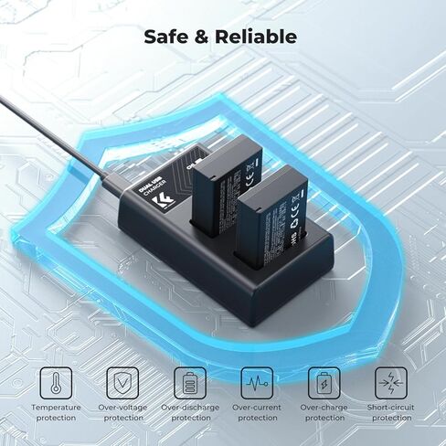 شاحن بطارية K&F CONCEPT LP-E17، شاحن USB-C LPE17 بفتحة مزدوجة متوافق مع كاميرات Canon R100، R50، R8، RP in Kuwait