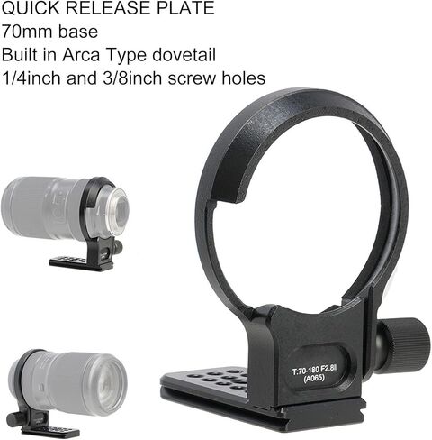 حلقة تثبيت على حامل ثلاثي القوائم لعدسة T70 180 F2.8 II مقاس 70 مم Arca لوحة سريعة الفك - ثبات آمن مع فتحات 1/4 و3/8 بوصة للتصوير الفوتوغرافي في الهواء الطلق in Kuwait