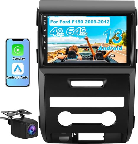Car Stereo Radio for Ford F150 2009 2010 2011 2012,Android 13 2G+64GB, 9 inch with Wireless CarPlay/Android Auto GPS WiFi,SWC, FM, AM, RDS DSP,Free Backup Camera in Kuwait