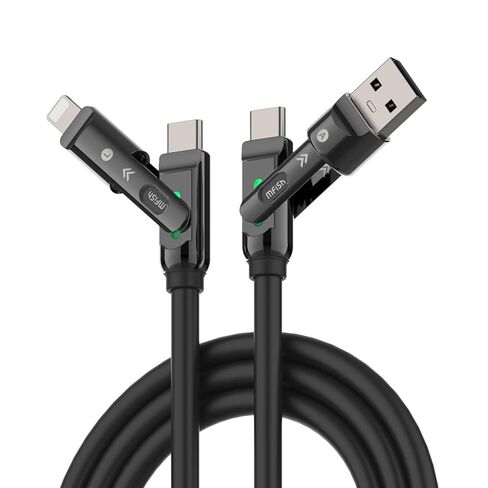MFISH 4-IN-1 USB C شحن كابل ، 6.6 قدمًا من النوع C إلى الكتابة C ، شاحن سريع 240 واط لـ iPhone 16/15/14 Pro Plus Pro Max ، لـ iPad MacBook Pro/Air ، أجهزة الكمبيوتر المحمولة-كابل شحن متعدد المعادن مع USB-A in Kuwait