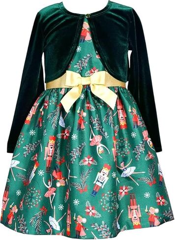 Bonnie Jean Christmas Dress - Nutcracker Dress with Gold Cardigan in Saudi Arabia