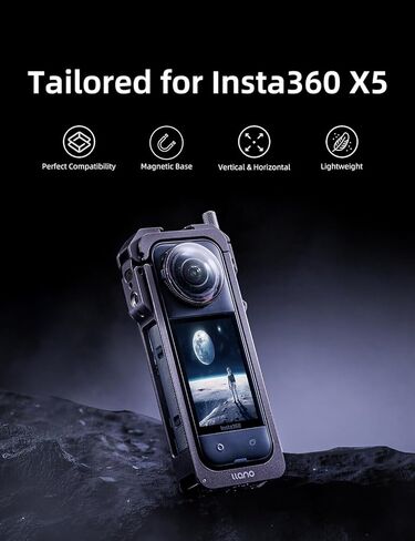قفص من سبائك الألومنيوم من llano لجهاز Insta360 X5، حافظة كاميرا واقية مع غطاء عدسة سيليكون، حوامل أحذية باردة مدمجة وخيوط 1/4 بوصة، ملحقات خفيفة الوزن 60 جم ​​X5 in Kuwait