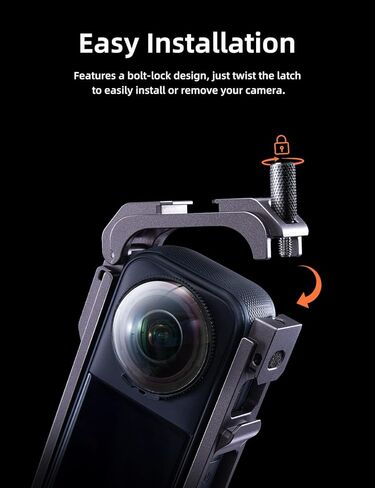 قفص من سبائك الألومنيوم من llano لجهاز Insta360 X5، حافظة كاميرا واقية مع غطاء عدسة سيليكون، حوامل أحذية باردة مدمجة وخيوط 1/4 بوصة، ملحقات خفيفة الوزن 60 جم ​​X5 in Kuwait