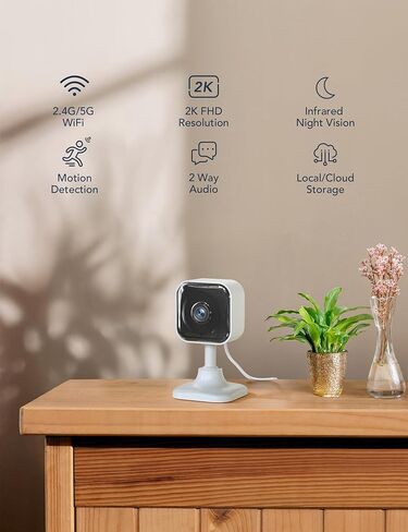 كاميرا أمان داخلية GNCC 2K لمراقبة الأطفال/الحيوانات الأليفة مع شبكة WiFi مزدوجة النطاق، وكاميرا للكلاب مع تطبيق الهاتف، وكشف الحركة، والرؤية الليلية بالأشعة تحت الحمراء، تعمل مع Alexa وGoogle Home، وتخزين بطاقة Cloud وSD، ومكون إضافي، GC4 in Kuwait