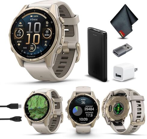 Garmin Fenix 8 51MM AMOLED Sapphire Premium Multisport GPS Smartwatch Titanium with Spark Orange/Graphite Silicone Band, Built-in LED Flashlight, Health & Fitness Smart Watch Bundle for Men & Women in Kuwait