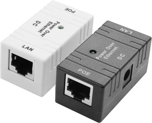 2PCS Single Port Passive PoE Adapter YACSEJAO 5V-48V DC 96W | PoE Injector/Splitter/Combiner | 10/100Mbps Ethernet | Compact for Security Cameras/Solar Systems (A) in Saudi Arabia