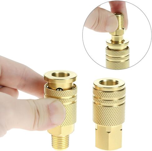 QWORK 16 Pack 1/4" NPT Air Hose Fittings Kit, Solid Brass Quick Connect Compressor Accessories with Male and Female Couplers and Plugs in Saudi Arabia