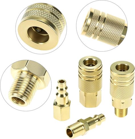 QWORK 16 Pack 1/4" NPT Air Hose Fittings Kit, Solid Brass Quick Connect Compressor Accessories with Male and Female Couplers and Plugs in Saudi Arabia