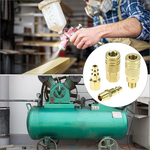QWORK 16 Pack 1/4" NPT Air Hose Fittings Kit, Solid Brass Quick Connect Compressor Accessories with Male and Female Couplers and Plugs in Saudi Arabia